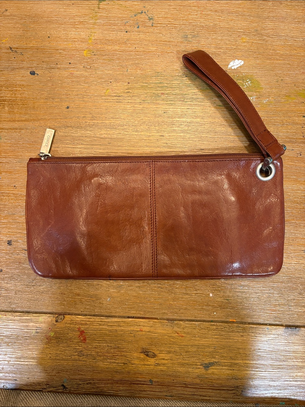 HOBO Brown Leather Wristlet Clutch